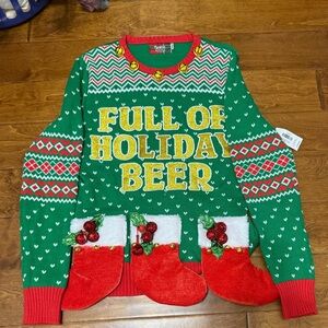nWT Size Medium Spencer’s light up Christmas Sweater “full of holiday beer”